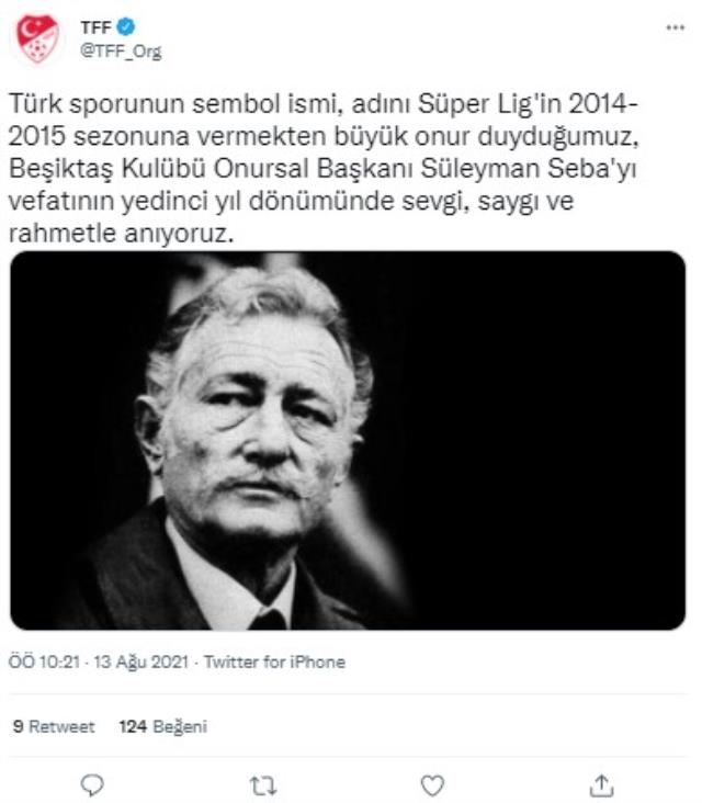 Fenerbahçe ve Galatasaray, ezeli rakip Beşiktaş'ın efsane lideri Süleyman Seba'yı andı