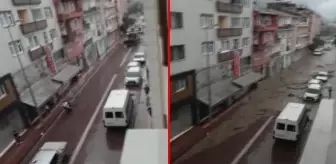 Felaketi yaşayan Bozkurt'ta selin ara sokaklara gelme anı kamerada