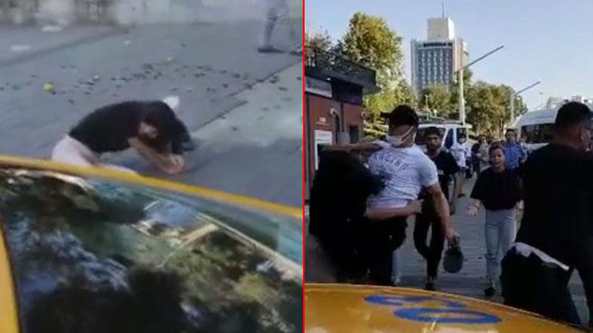 Taksim'de sert müdahale! Zabıtanın seyyar satıcı kadına uçan tekme attığı anlar kameraya yansıdı