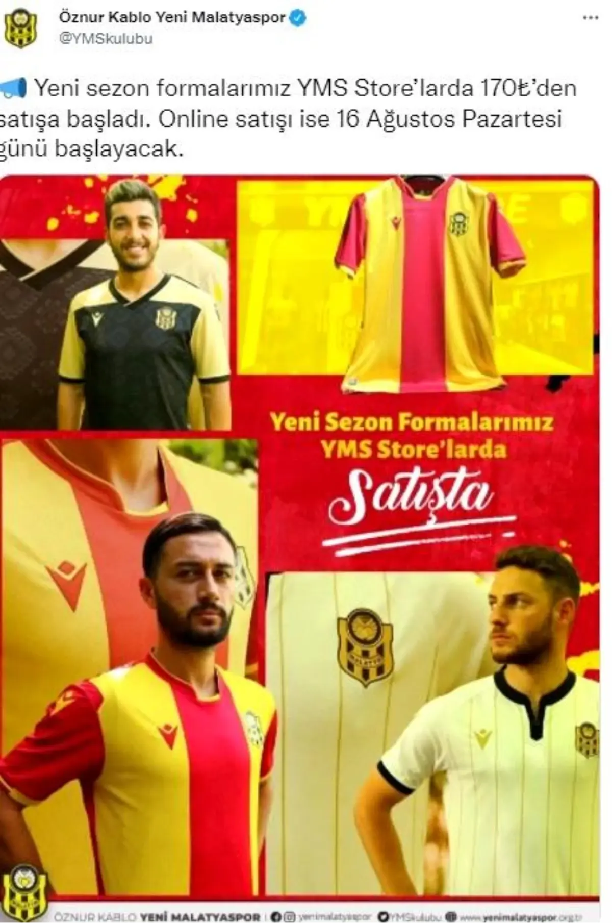 Yeni Malatyaspor'da yeni sezon formalarının satışı başladı