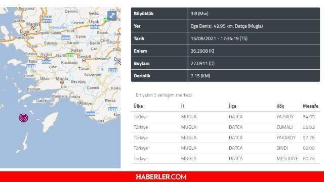 Son Dakika-Deprem mi oldu? 15 Ağustos 2021 nerede, kaç şiddetinde deprem oldu? Türkiye'de olan depremler! Kandilli - AFAD verileri