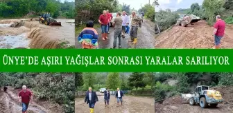 ÜNYE'DE AŞIRI YAĞIŞLAR SONRASI YARALAR SARILIYOR