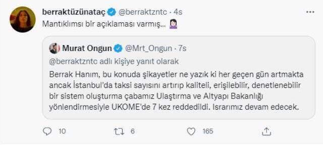 Berrak Tüzünataç'ın taksi isyanına İBB'den yanıt geldi: Teklifimiz 7 kez reddedildi Berrak Tüzünataç'ın taksi isyanına İBB'den yanıt geldi: Teklifimiz 7 kez reddedildi