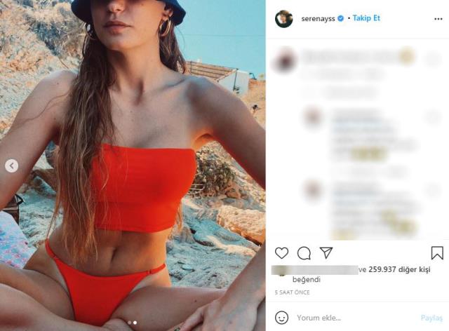 İki haftada 4 kilo veren Serenay Sarıkaya turuncu bikinili fit pozuyla hayran bıraktı
