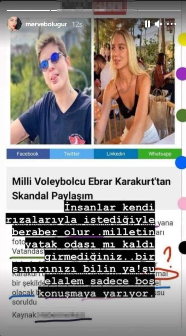 Kız arkadaşıyla fotoğrafını paylaştığı için reaksiyon çeken Ebrar Karakurt'a bir dayanak de Merve Boluğur'dan geldi