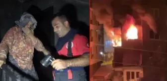 Yangın binayı sardı, alevlerin arasında kalan yaşlı kadın saniyelerle kurtarıldı