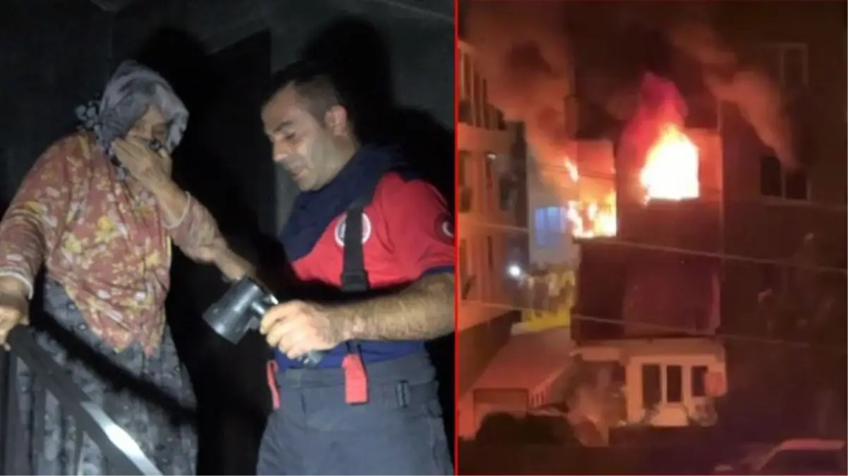Yangın binayı sardı, alevlerin arasında kalan yaşlı kadın saniyelerle kurtarıldı