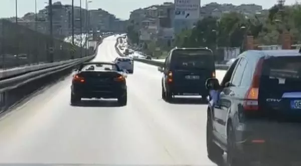 D-100'de makas atarak ilerleyen düğün konvoyuna ceza