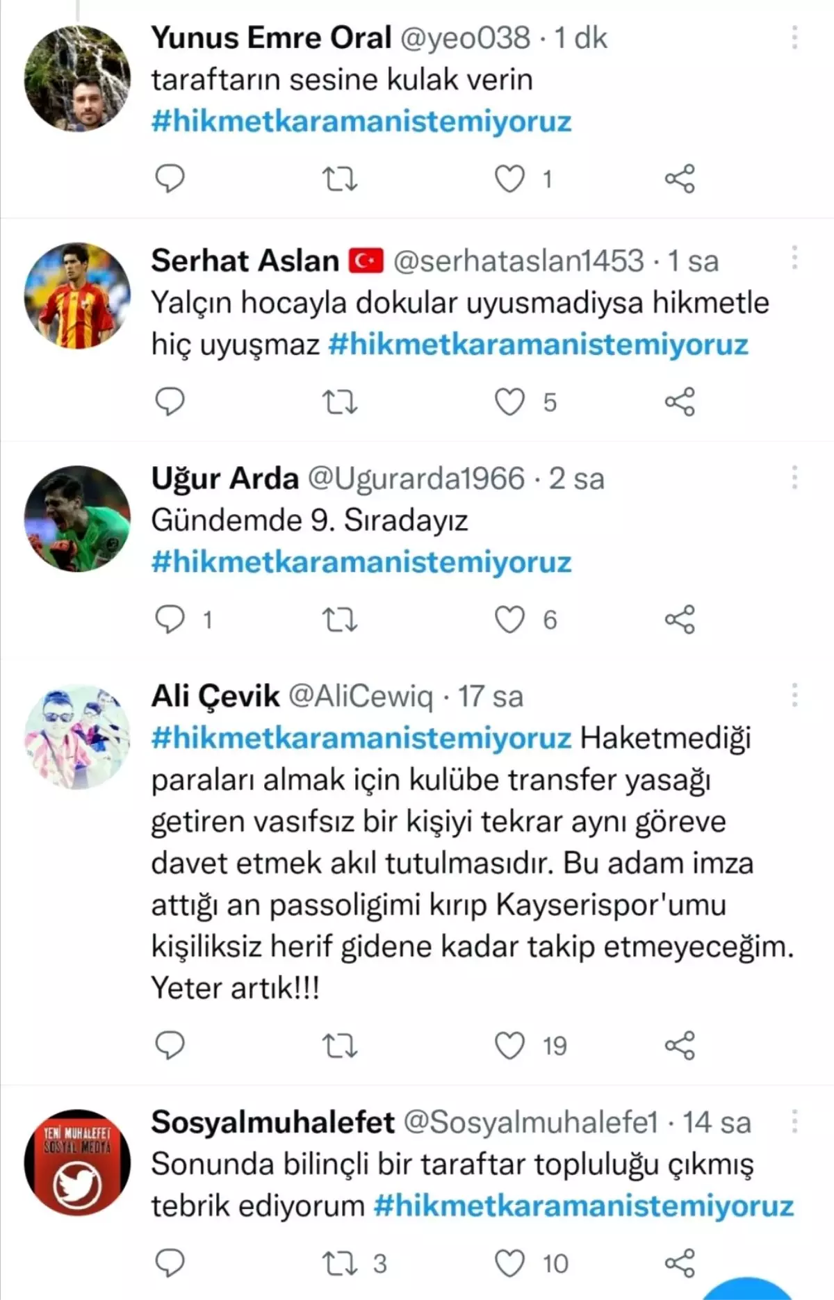 Kayserispor taraftarından 'Hikmet Karaman' isyanı