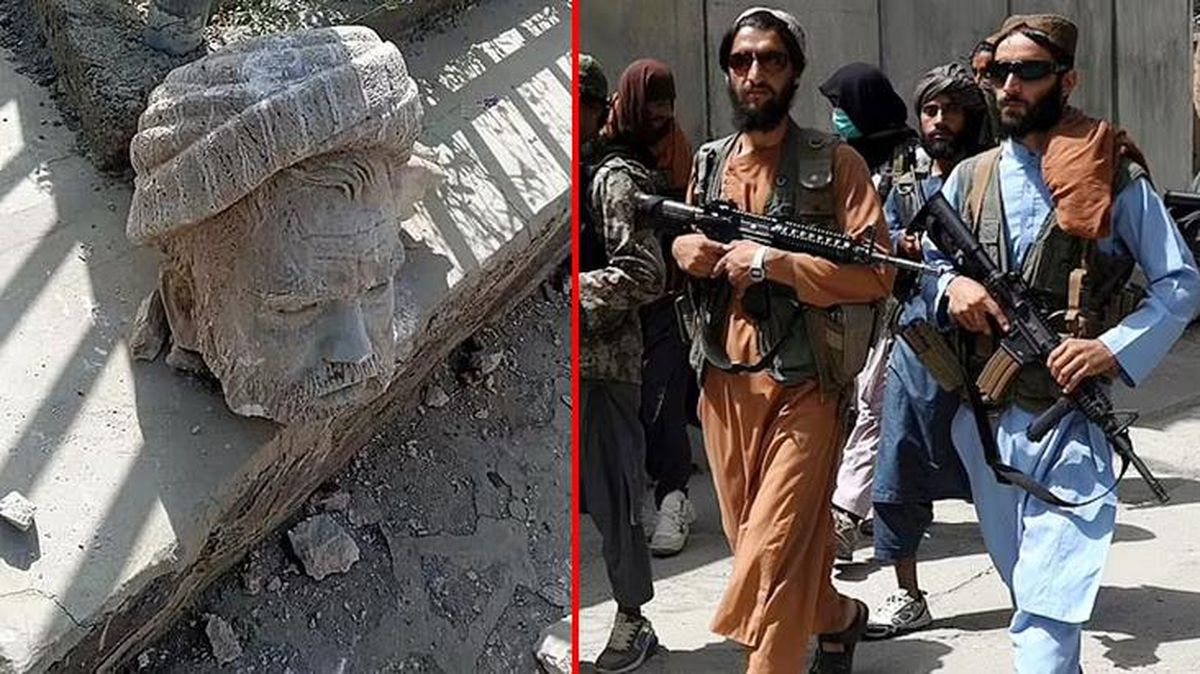 'Kimseden intikam almayacağız' diyen Taliban militanları, yıllar önce öldürdükleri siyasi liderin heykelini yıktı