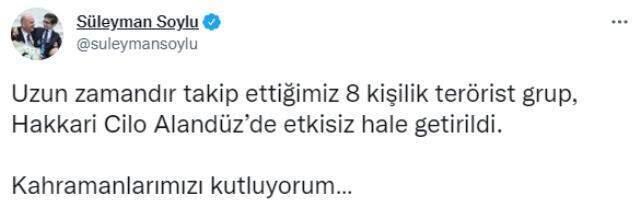 Son Dakika! İçişleri Bakanı Soylu: Uzun vakittir takip ettiğimiz 8 terörist etkisiz hale getirildi