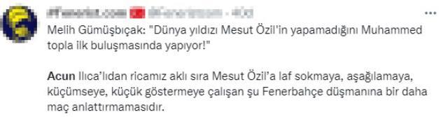 F.Bahçe maçının spikeri Melih Gümüşbıçak, Acun Ilıcalı'nın kanalında Mesut Özil'i eleştirince taraftar çılgına döndü