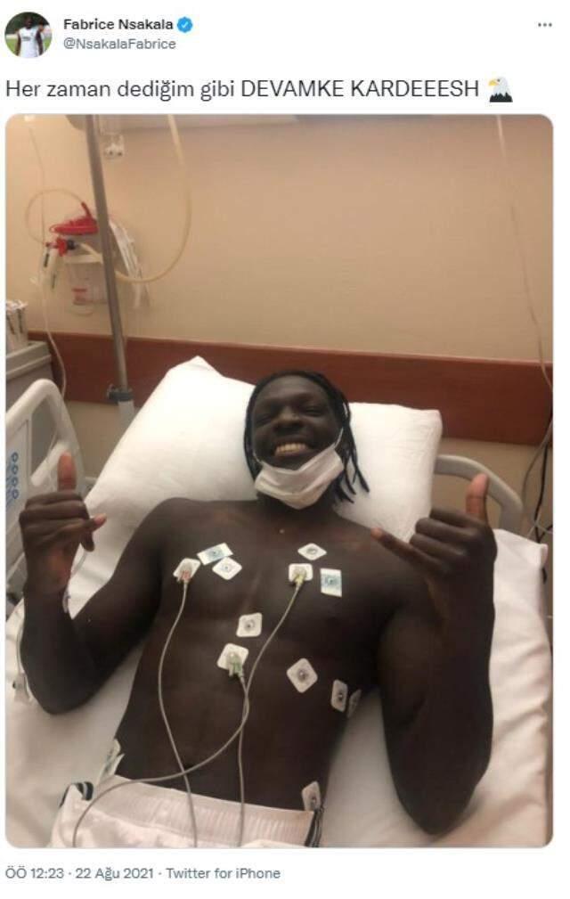 Beşiktaş, Gaziantep FK maçında rahatsızlanan N'Sakala'nın son halini paylaştı