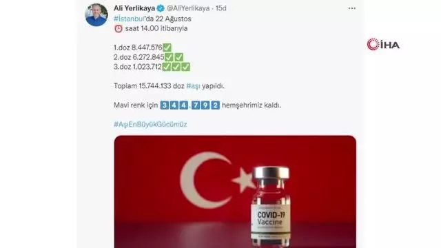 İstanbul Valisi Ali Yerlikaya: ' Mavi renk için 344 bin 792 hemşerimiz kaldı'
