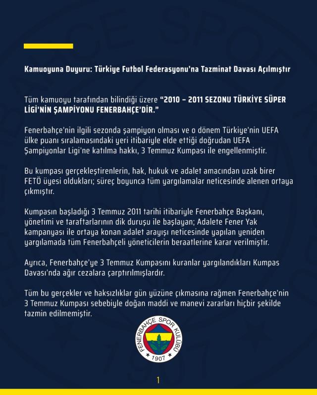 Son Dakika: Fenerbahçe, 3 Temmuz