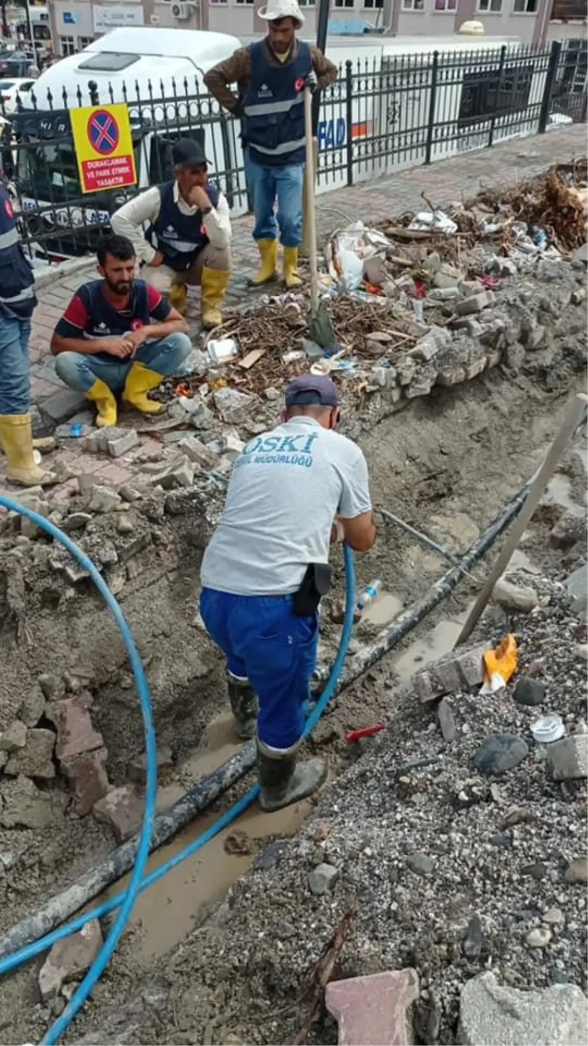 Ordulu ekipler, Bozkurt'taki sel felaketinde hasar gören içme suyu hatlarını tamir ediyor