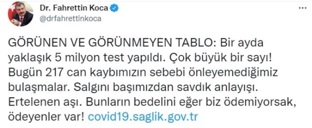Son Dakika: Türkiye'de 25 Ağustos günü koronavirüs nedeniyle 217 kişi vefat etti, 19 bin 970 yeni vaka tespit edildi
