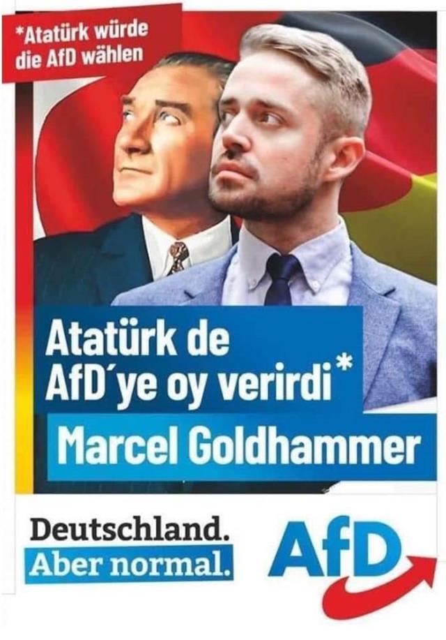Almanya'daki çok sağcı partiden büyük skandal! Afişe Atatürk'ün fotoğrafını koyup "O da bize oy verirdi" yazdılar