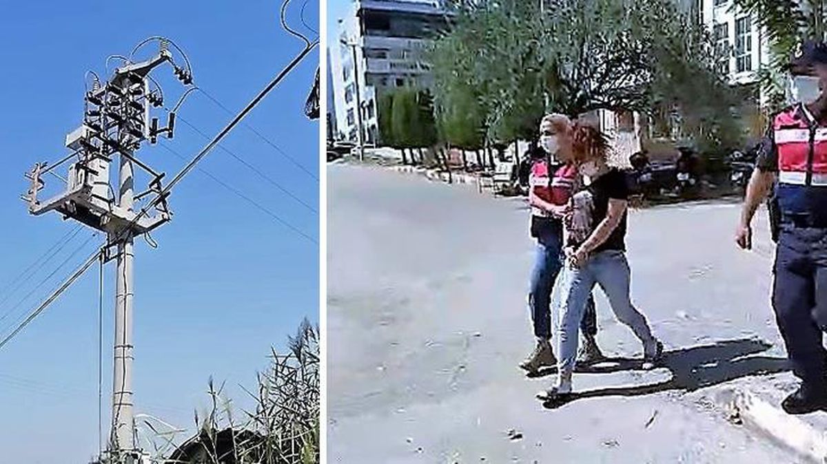 Ev hanımı 10 metrelik direğe çıkıp 250 kiloluk trafoyu çaldı