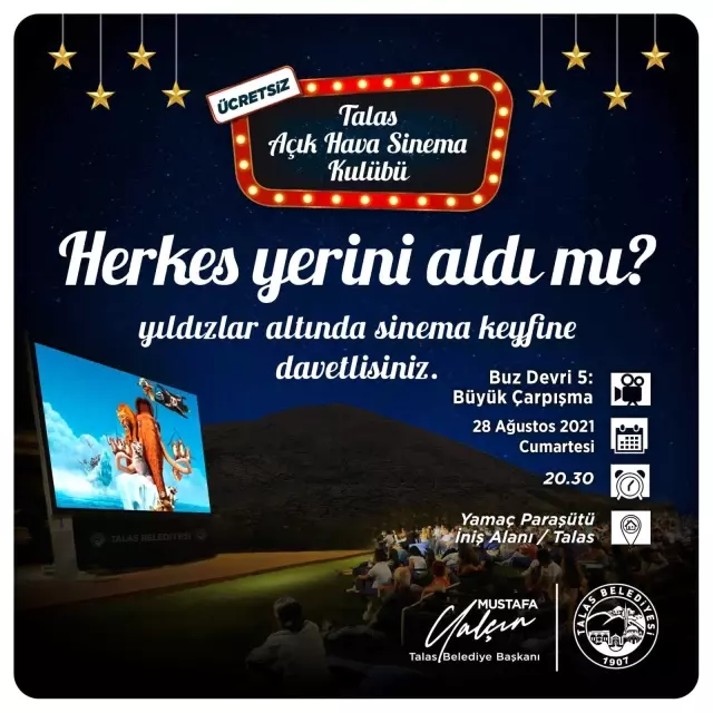 Talas Açık Hava Sineması artık 2 noktada birden