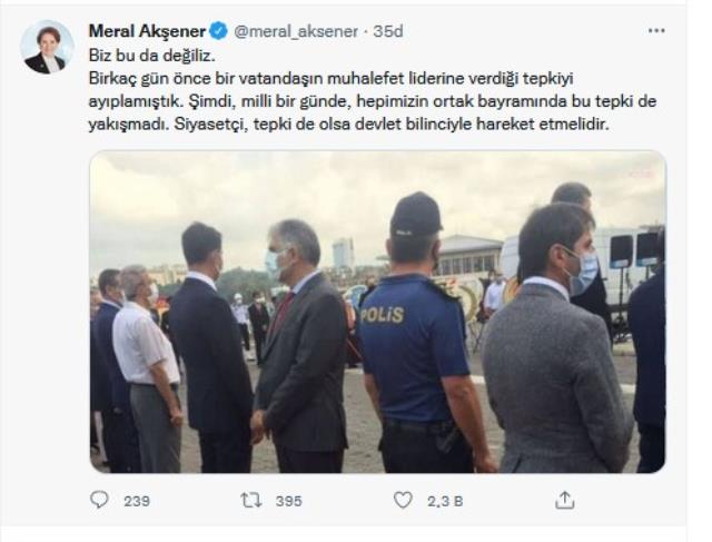CHP'li liderin Erdoğan'ın iletisine sırtını dönmesine Meral Akşener'den reaksiyon: Yakışmadı