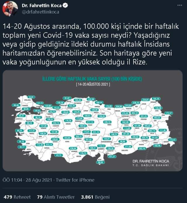 Vilayet il koronavirüs olay sayıları kaçtır? 14-20 Ağustos Vilayet il aktüel koronavirüs risk haritası ve haftalık hadise sayıları açıklandı mı?