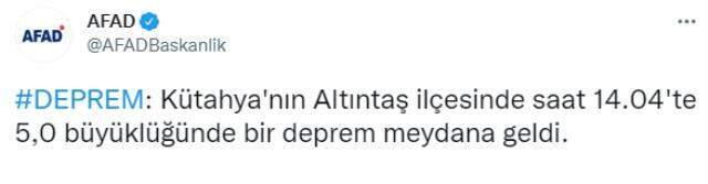 Son Dakika! Kütahya'da 5 büyüklüğünde deprem Son Dakika! Kütahya'da 5 büyüklüğünde deprem