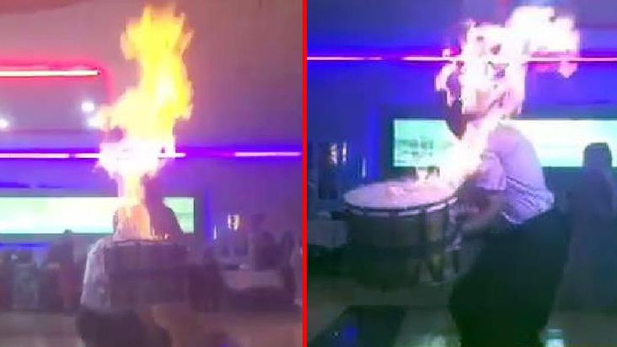 Davulcu, şov uğruna az kalsın kendini yakıyordu! Saniye saniye kamerada