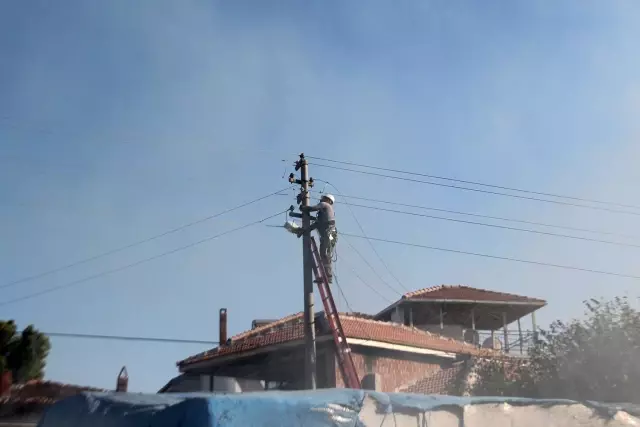 Kopan elektrik telleri 600 balya samanı küle çevirdi