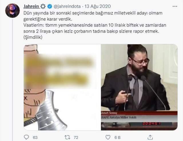 Milletvekili adayı olacağını açıklayan Jahrein, kendisini linç etmek isteyenlere reaksiyon gösterdi