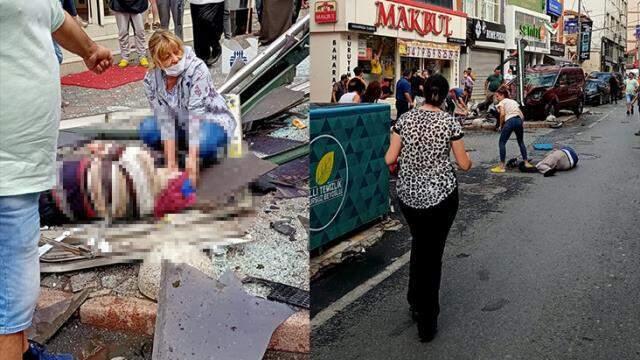 Feci kazanın yeni görüntüleri geldi! Hızla ilerleyen araç, otobüs durağındaki vatandaşları etrafa savurmuş