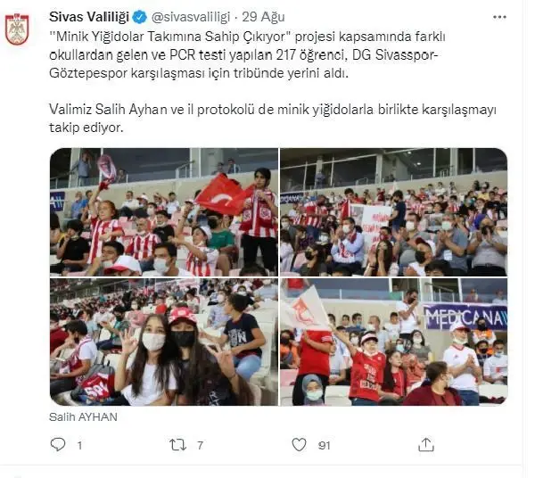 Sivas Valiliği'nden TFF'ye çocuk taraftar tepkisi