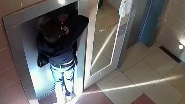Asansör kapısına sıkışan köpeği apartman sakini kurtardı
