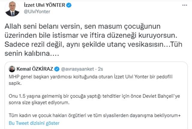 Avrasya Araştırma Lideri Özkiraz: MHP Genel Lider Yardımcısı Yönter beni tehdit etti