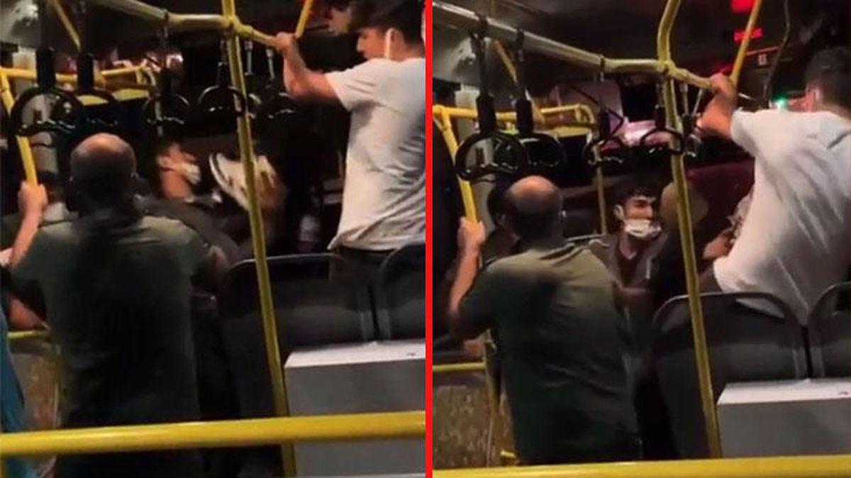Yolcu otobüsünde gençler birbirine girdi, tekme ve yumruklar havada uçuştu