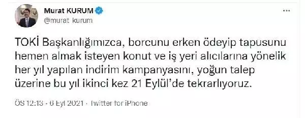 Bakan Kurum muştuyu duyurdu: "TOKİ'nin tapu indirimi bu yıl ikinci sefer tekrarlanacak"