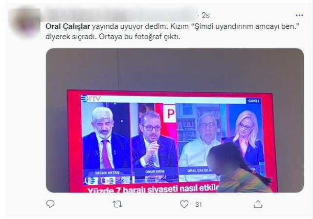 Seda Öğretir'in sunduğu programda gazeteci Oral Çalışlar canlı yayında uyuyakaldı