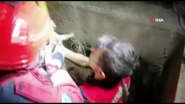 Su kanalına düşen yavru köpek kurtarıldı