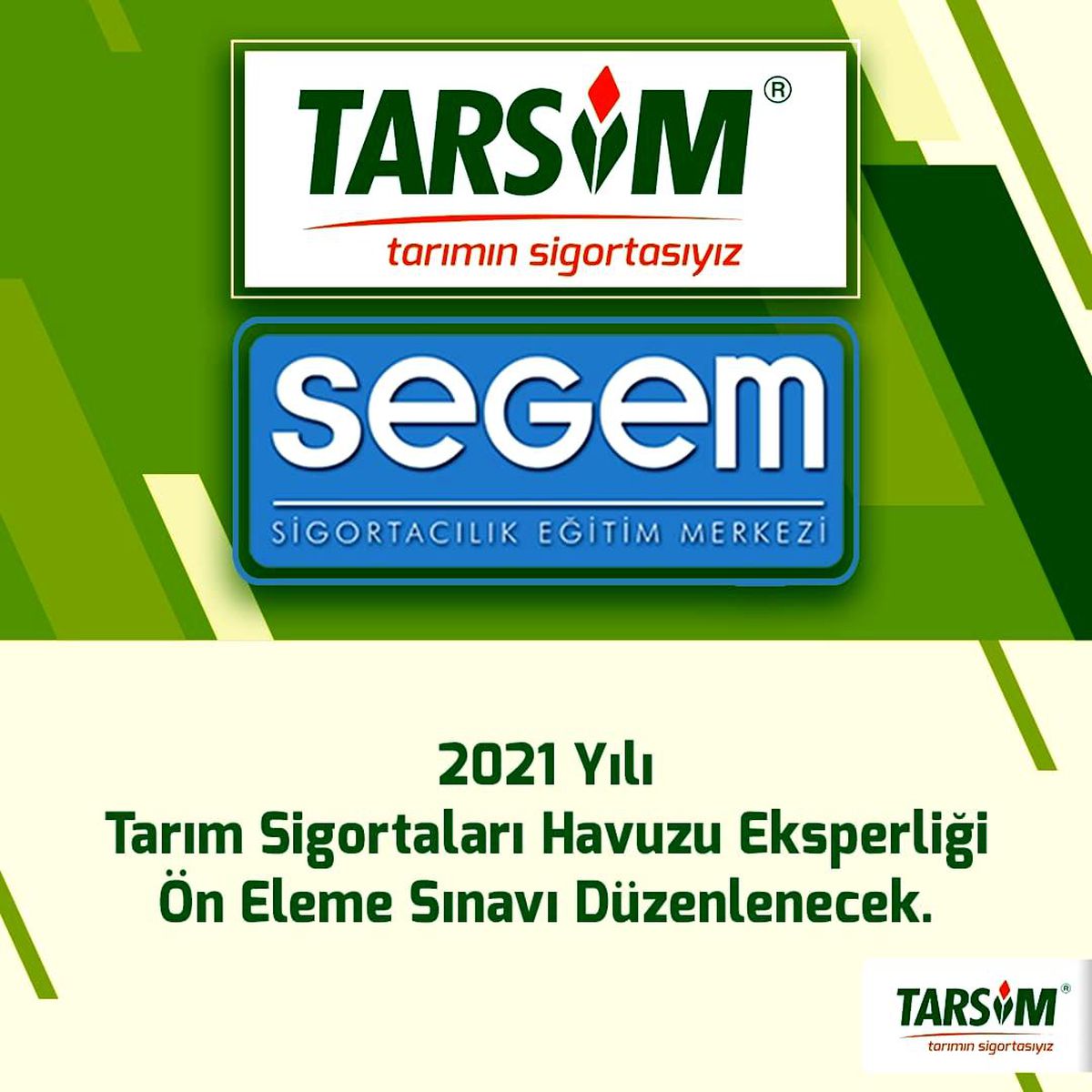 2021 Yılı Tarım Sigortaları Havuzu Eksperliği Ön Eleme Sınavı düzenlenecek