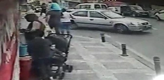 Ataşehir'de el freni boşalan aracın apartman bahçesine uçtuğu anlar kamerada