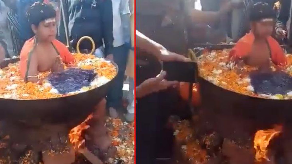 Hindistan'da kaynayan suda rahatça oturan çocuğun videosu sosyal medyada şaşkınlık yarattı