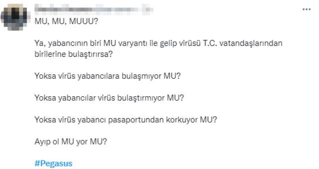 Pegasus'un attığı bildiri toplumsal medyada reaksiyon topladı: Virüsü yalnızca Türk vatandaşları mı bulaştırıyor?