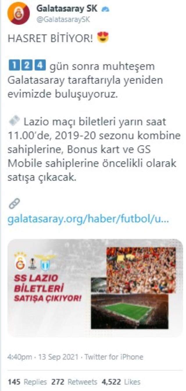 Hasret bitiyor! Galatasaray, 124 gün sonra taraftarıyla buluşuyor