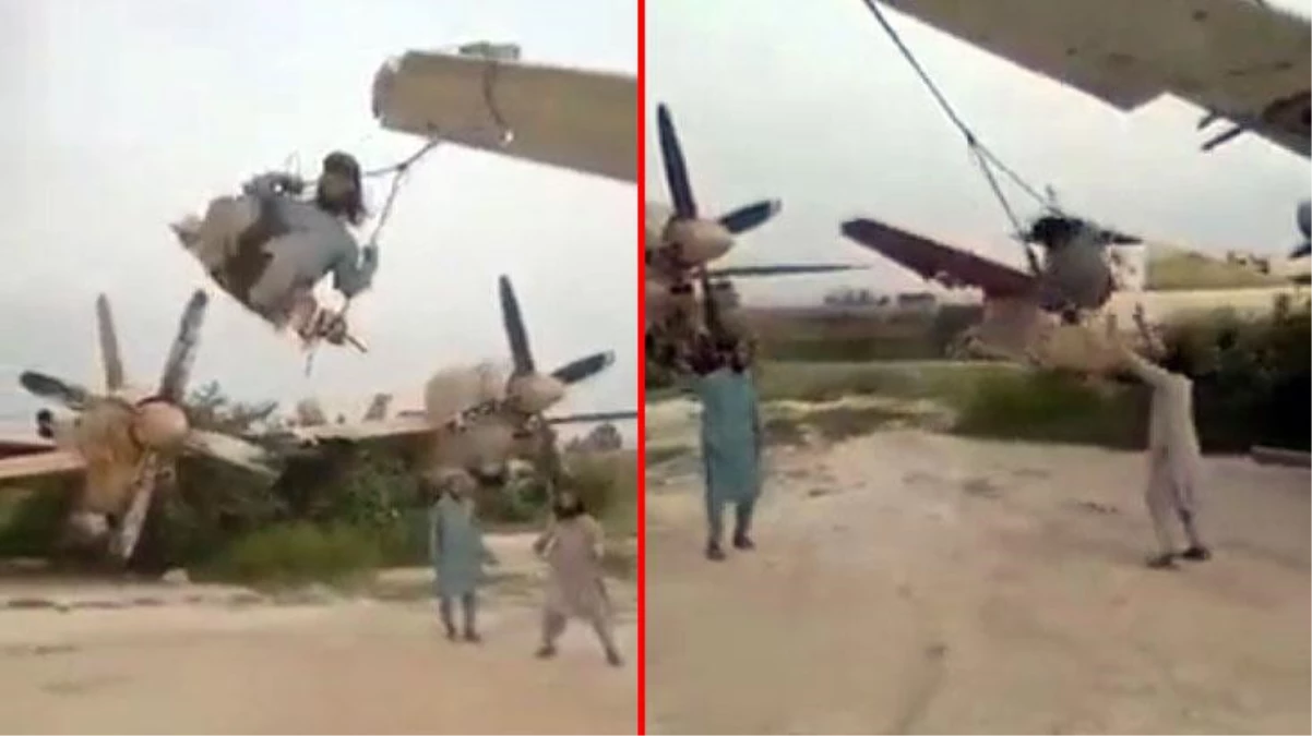 Taliban, ABD'ye ilişkin askeri uçakların kanatlarını salıncağa çevirdi