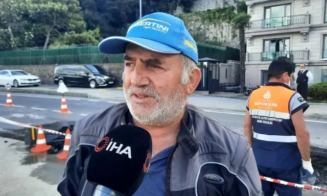 Sarıyer'de İSKİ borusu patladı, yol çöktü