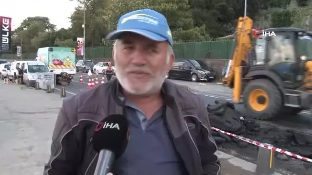 Sarıyer'de İSKİ borusu patladı, yol çöktü
