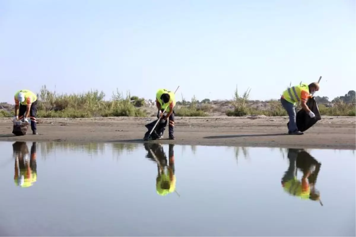 Sahillerde Suriye kaynaklı petrol sızıntısının temizlik çalışmaları sürüyor