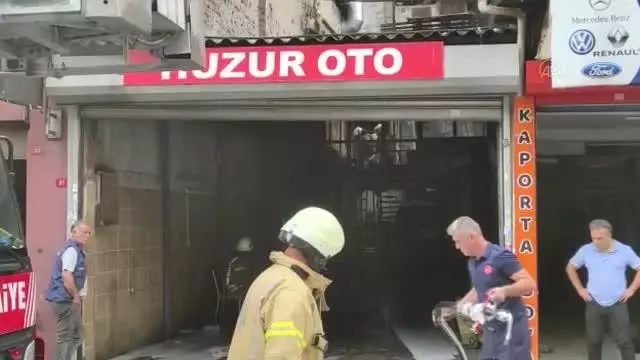 Şişli'de oto tamirhanesinde çıkan yangın söndürüldü
