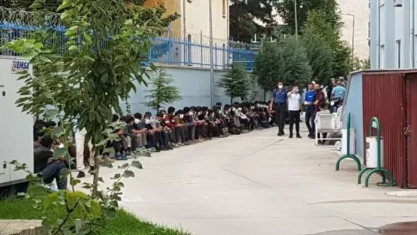 TIR'DA SAMAN BALYALARININ ARKASINA GİZLENEN 69 KAÇAK GÖÇMEN YAKALANDI