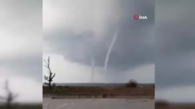 Denizde çıkan hortum panik oluşturdu